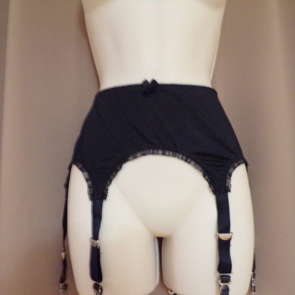 Blanche & Gee Sexy Black 6 Garter Gartee Belt Size XL
